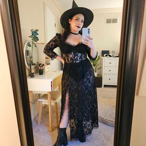 Black Lace Bodysuit Dress